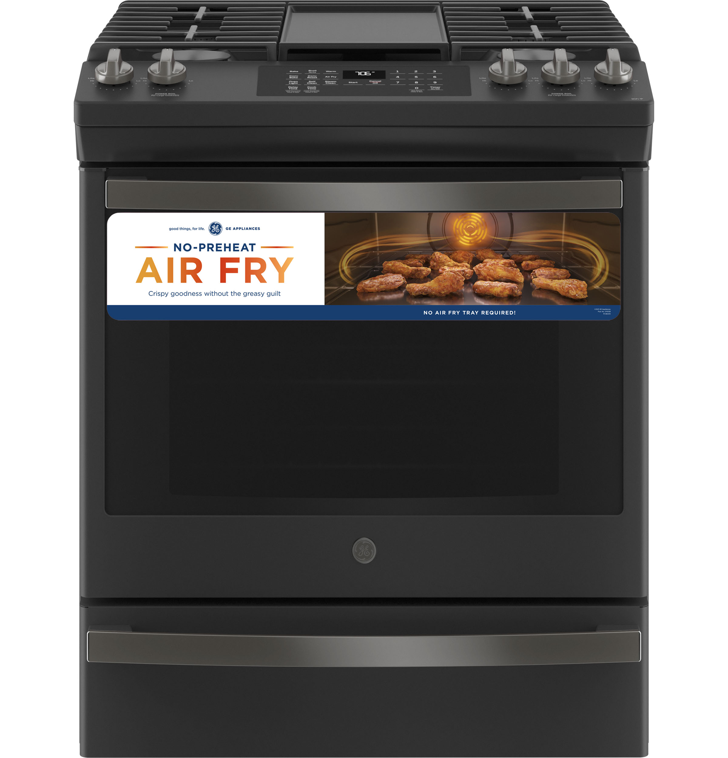 30" Slide-In Front-Control Convection Gas Range with No Preheat Air Fry JGS760FPDS