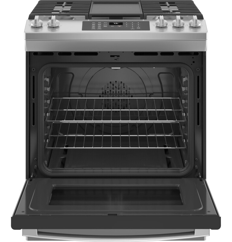 30" Slide-In Front-Control Convection Gas Range with No Preheat Air Fry JGS760SPSS