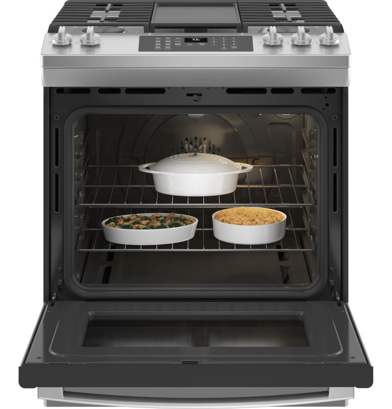 30" Slide-In Front-Control Convection Gas Range with No Preheat Air Fry JGS760SPSS
