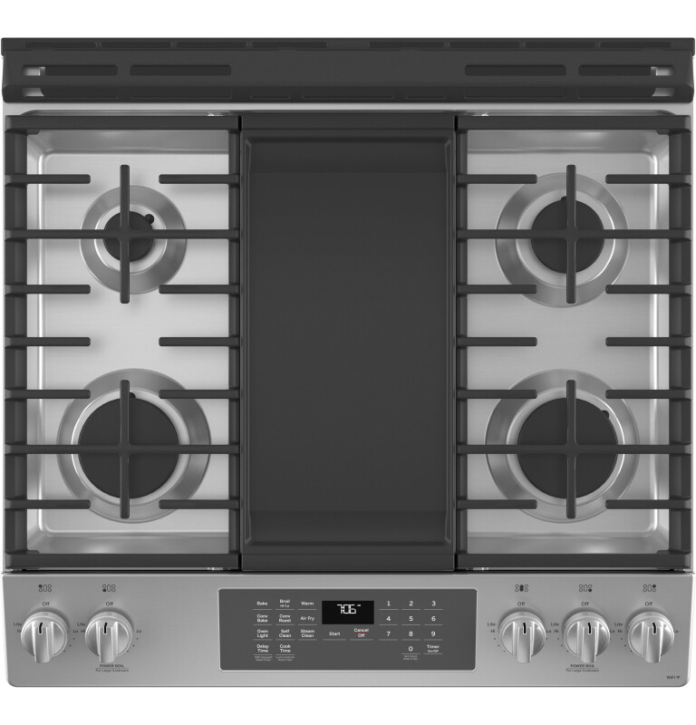 30" Slide-In Front-Control Convection Gas Range with No Preheat Air Fry JGS760SPSS