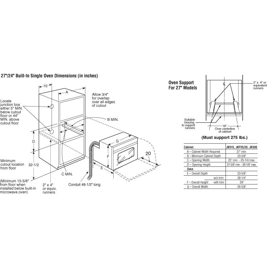 27" Built-In Single Convection Wall Oven JK915SKSS