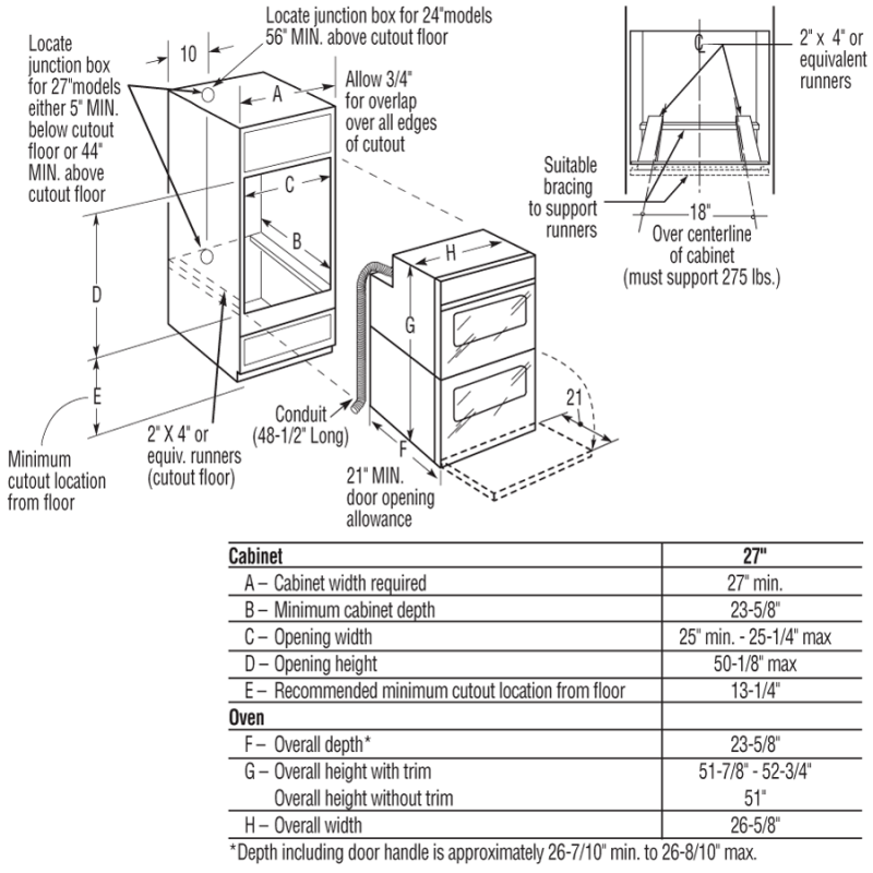 27" Built-In Double Wall Oven JKP35BMBB