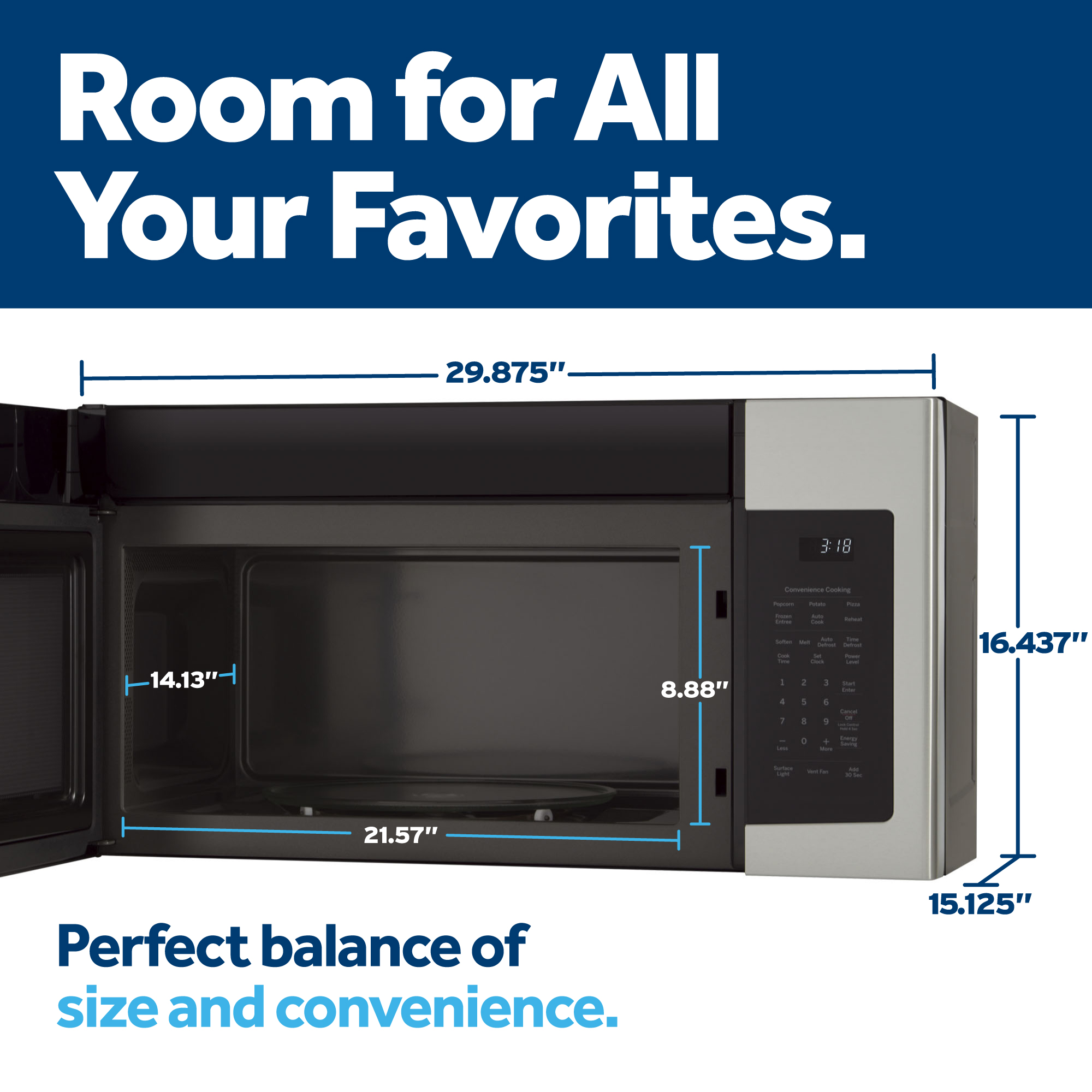 GE® 1.8 Cu. Ft. Over-the-Range Microwave Oven with Recirculating Venting JNM3184RPSS