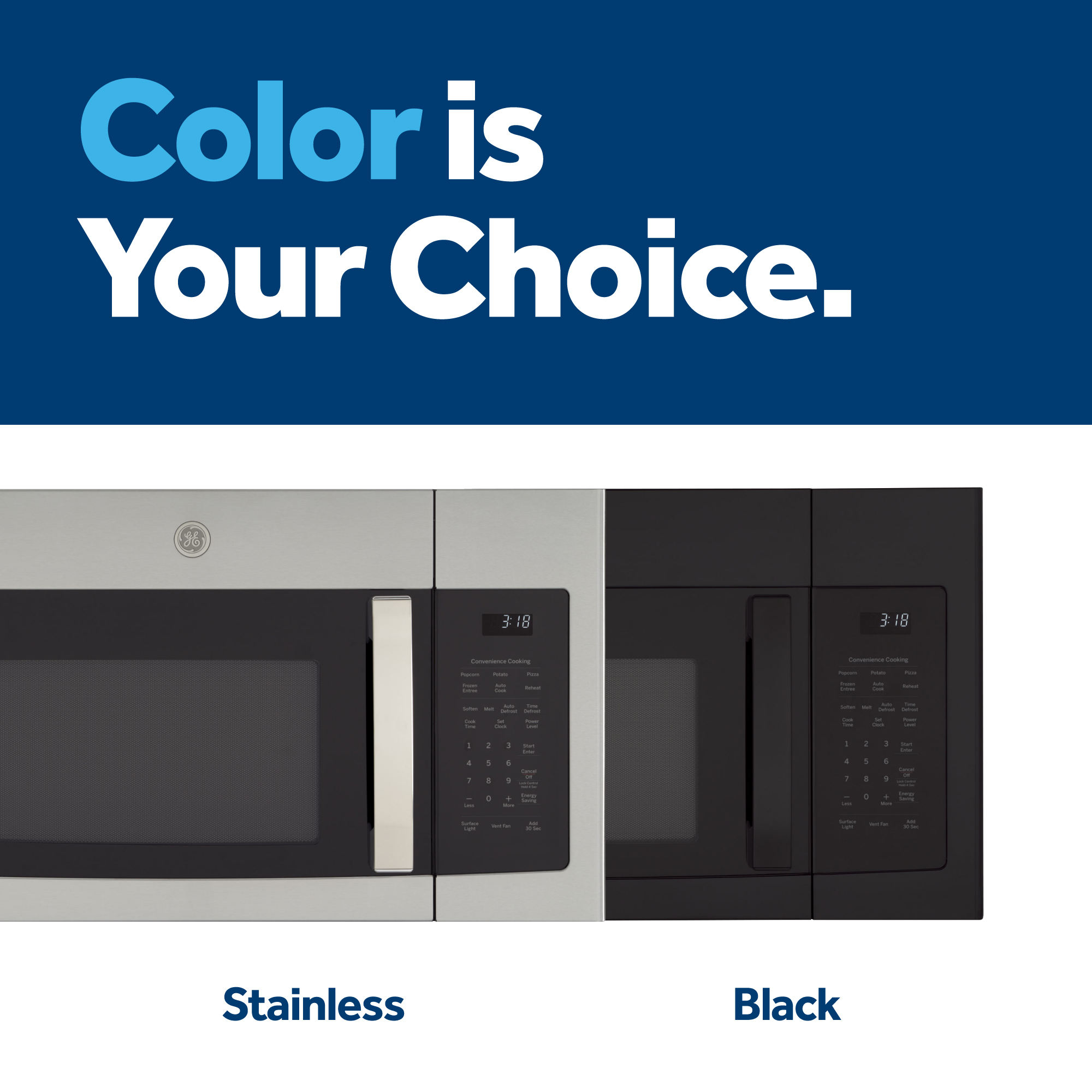 GE® 1.8 Cu. Ft. Over-the-Range Microwave Oven with Recirculating Venting JNM3184RPSS