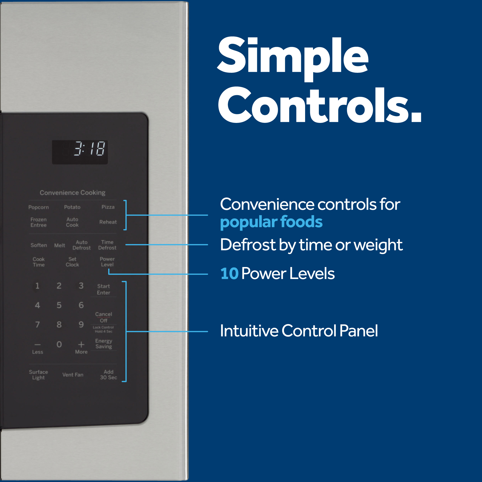 GE® 1.8 Cu. Ft. Over-the-Range Microwave Oven with Recirculating Venting JNM3184RPSS