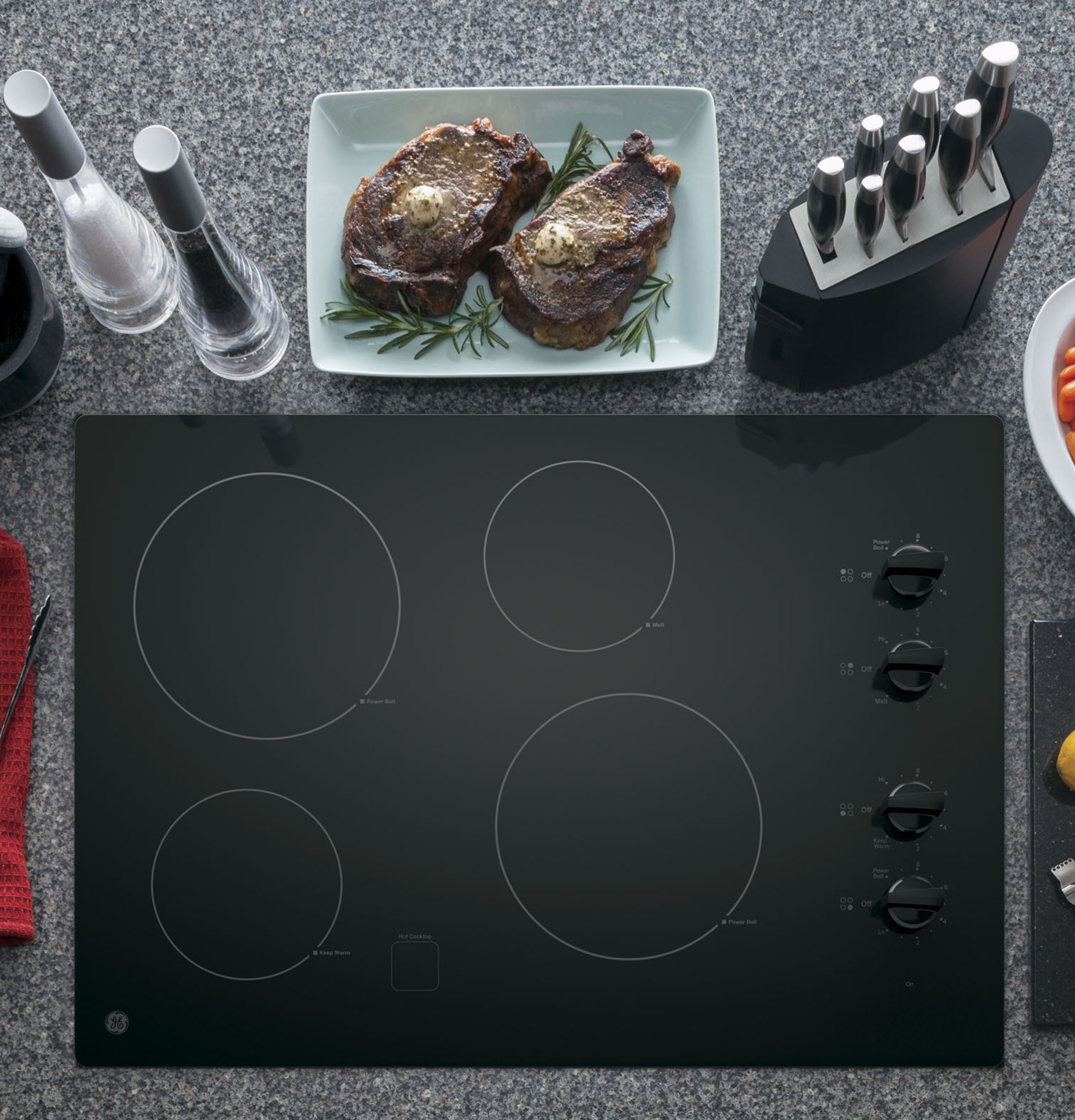 30" Built-In Knob Control Electric Cooktop JP3030DWBB