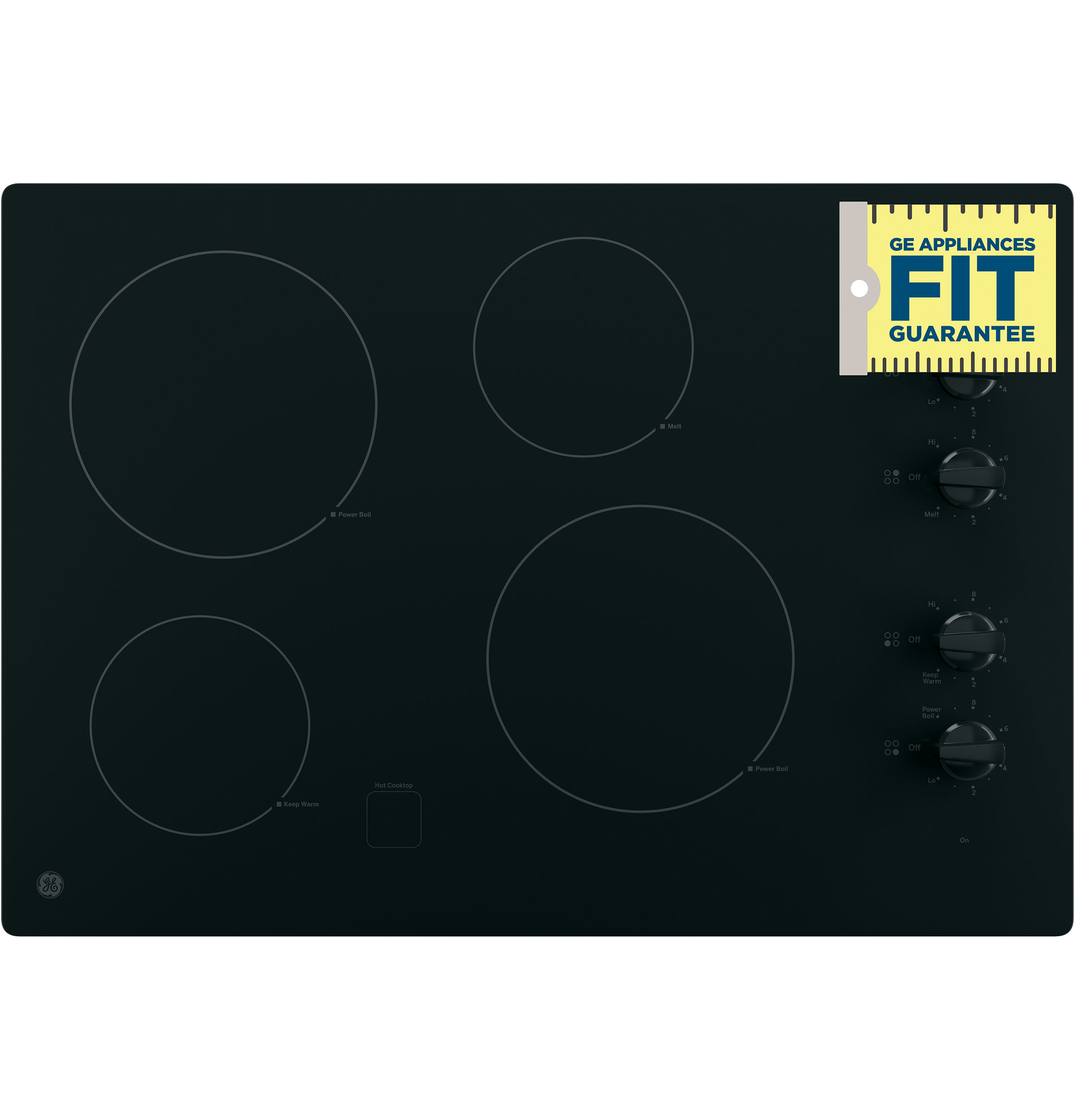 30" Built-In Knob Control Electric Cooktop JP3030DWBB