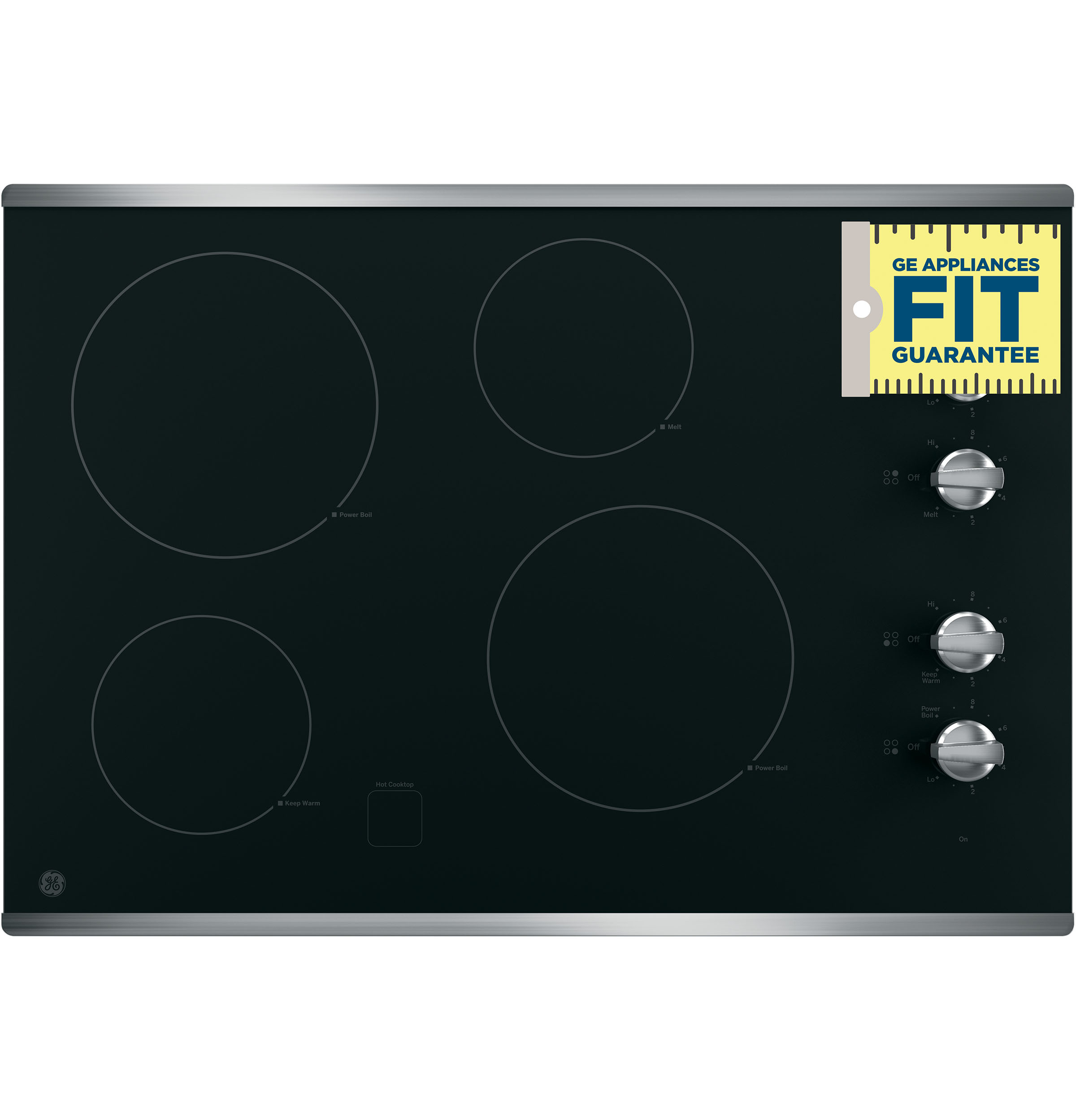 30" Built-In Knob Control Electric Cooktop JP3030SWSS