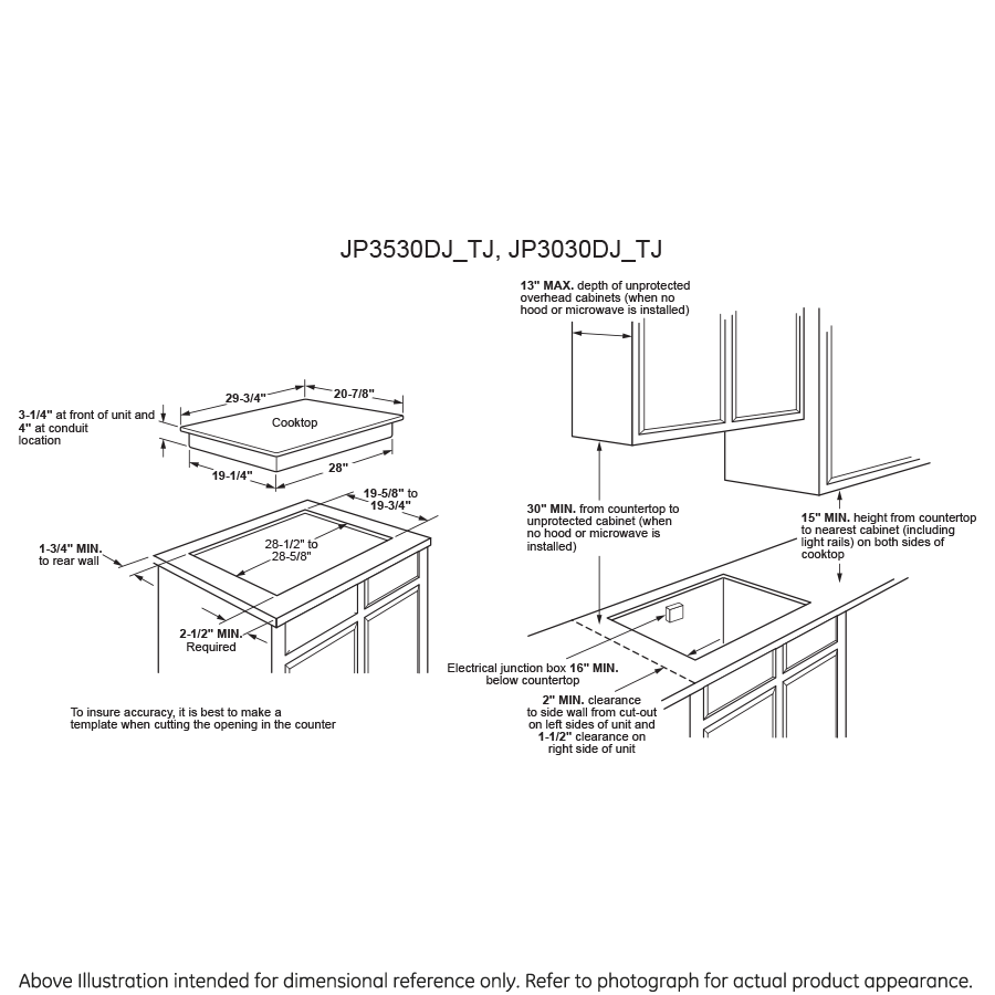 30" Built-In Knob Control Electric Cooktop JP3030TJWW