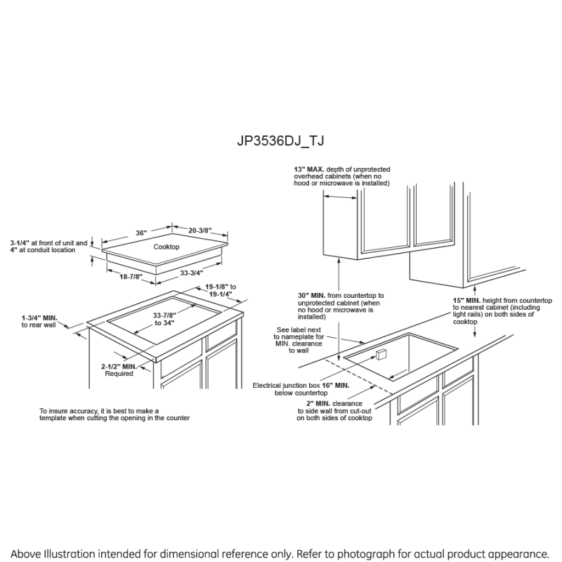36" Built-In Knob Control Electric Cooktop JP3536TJWW