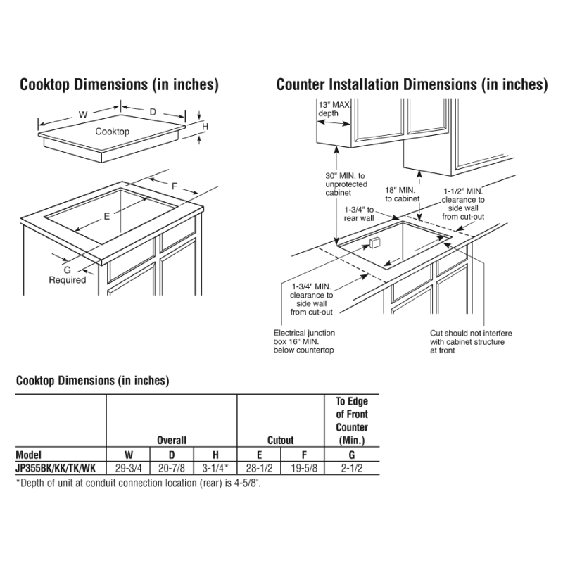 30" Built-In CleanDesign Electric Cooktop JP355BKBB