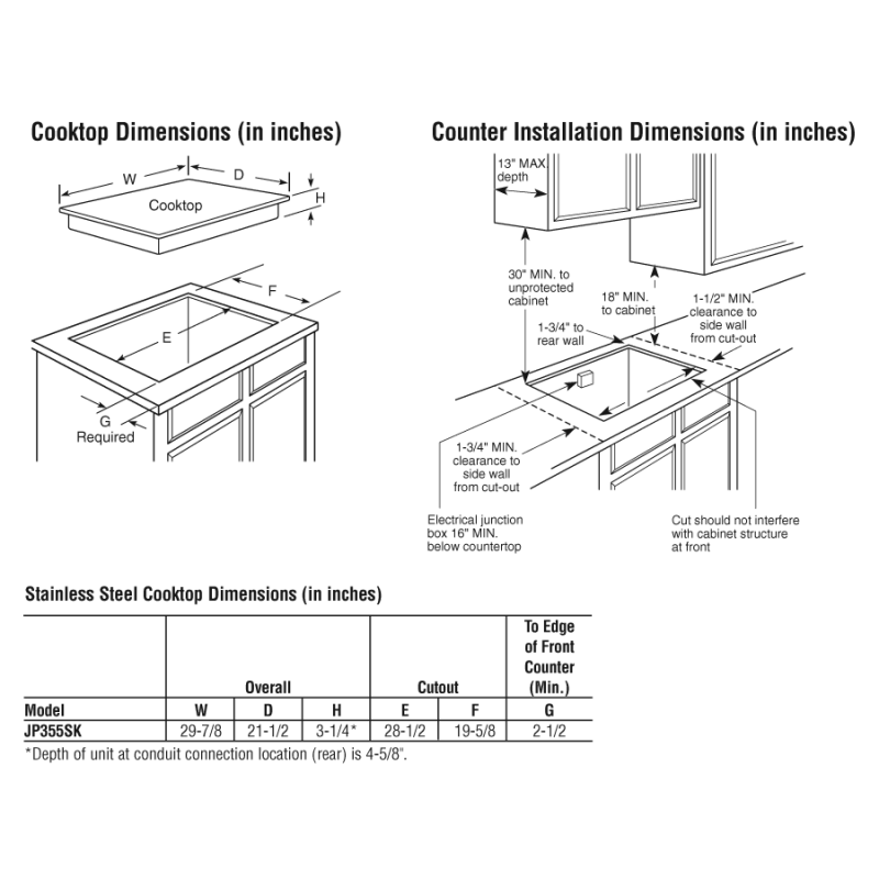 30" Built-In CleanDesign Electric Cooktop JP355SKSS