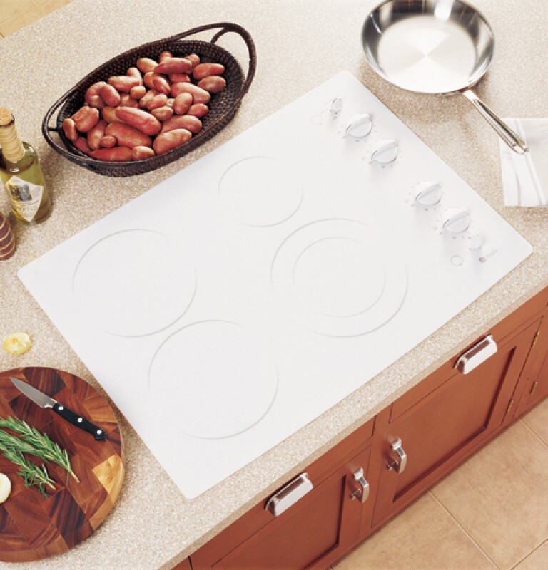 GE Profile 30" Built-In CleanDesign Electric Cooktop White JP910TKWW Picture 1