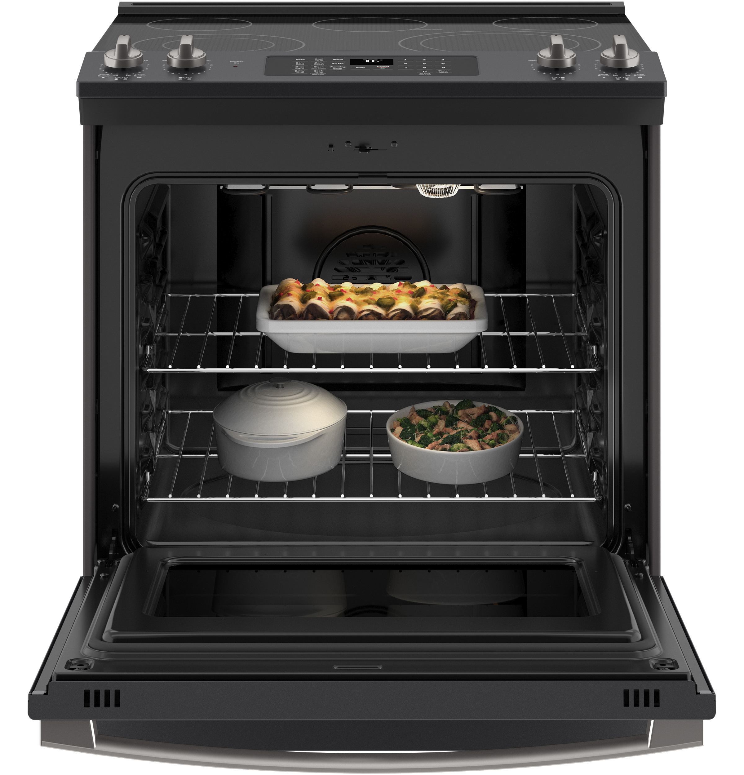 30" Slide-In Electric Convection Range with No Preheat Air Fry JS760FPDS