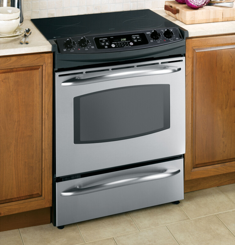 GE Profile 30" Slide-In Electric Range Stainless Steel JS900SKSS Picture 1