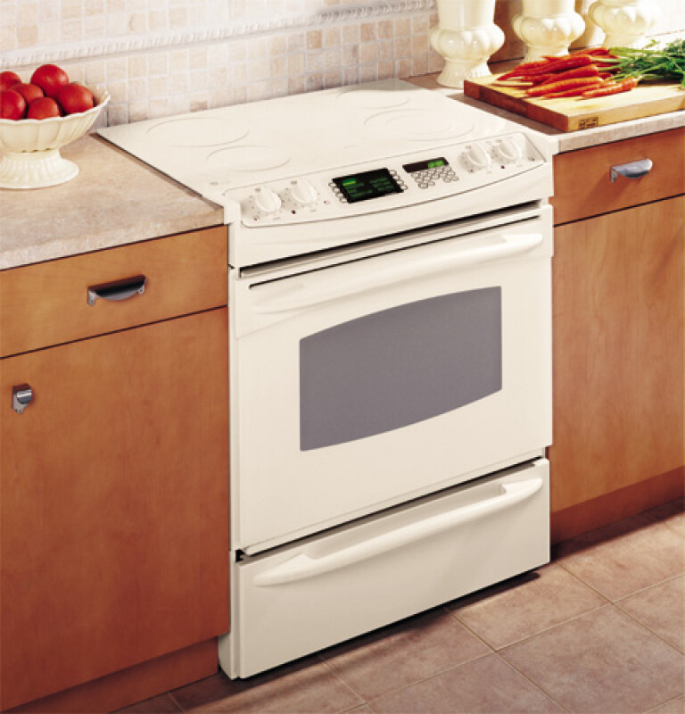 GE Profile 30" Slide-In Electric Range with Trivection Technology Bisque JS998KHCC Picture 1