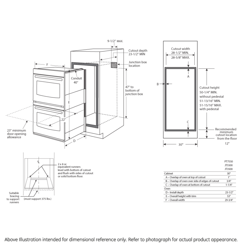 30" Built-In Double Wall Oven JT3500DFWW