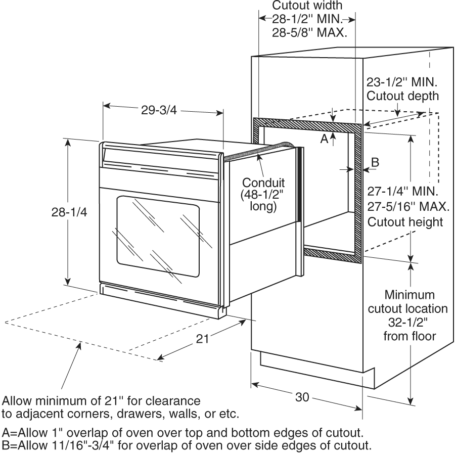 30" Built-In Single Wall Oven with Trivection Technology JT930BHBB