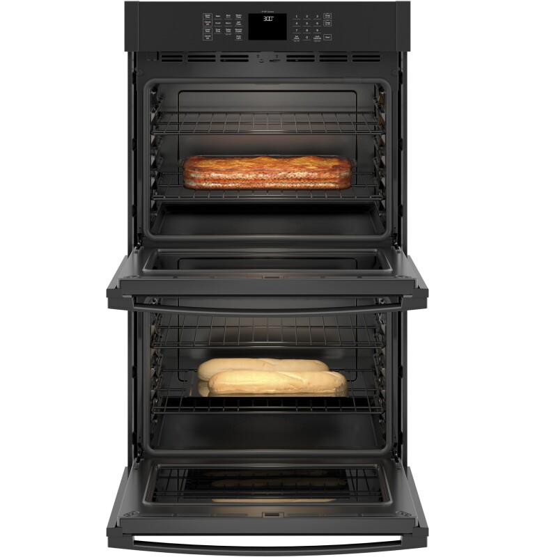 30" Smart Built-In Self-Clean Double Wall Oven with Never-Scrub Racks JTD3000DNBB
