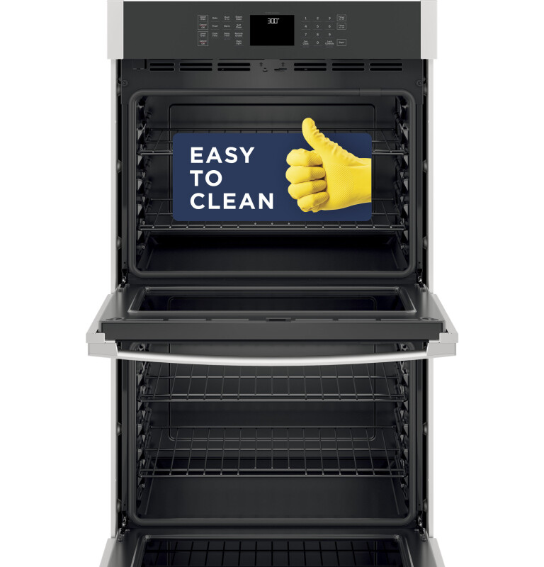 30" Smart Built-In Self-Clean Double Wall Oven with Never-Scrub Racks JTD3000DNBB