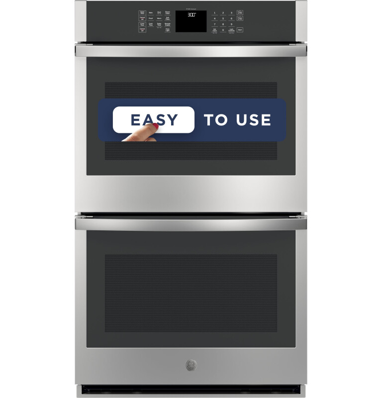 30" Smart Built-In Self-Clean Double Wall Oven with Never-Scrub Racks JTD3000DNBB