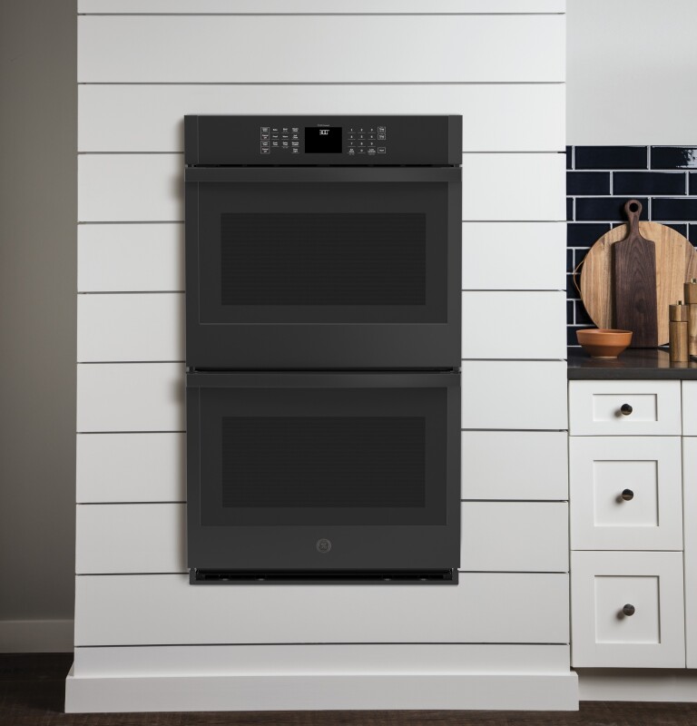 30" Smart Built-In Self-Clean Double Wall Oven with Never-Scrub Racks JTD3000DNBB