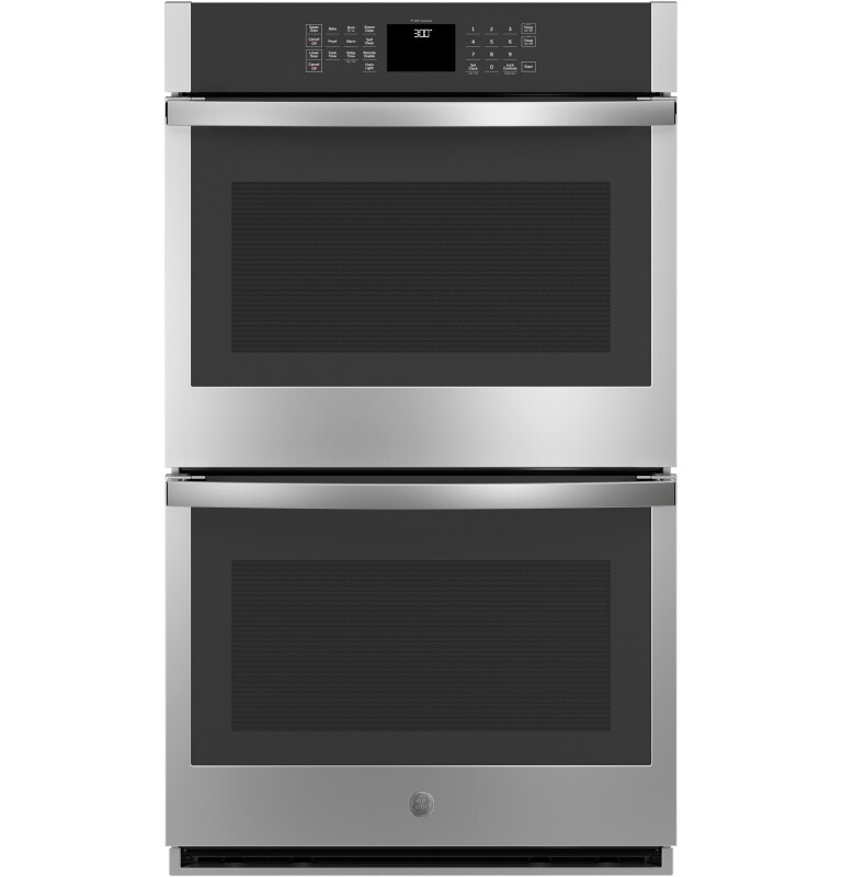 GE 30" Smart Built-In Self-Clean Double Wall Oven with Never-Scrub Racks Brushed Stainless JTD3000SNSS Picture 1