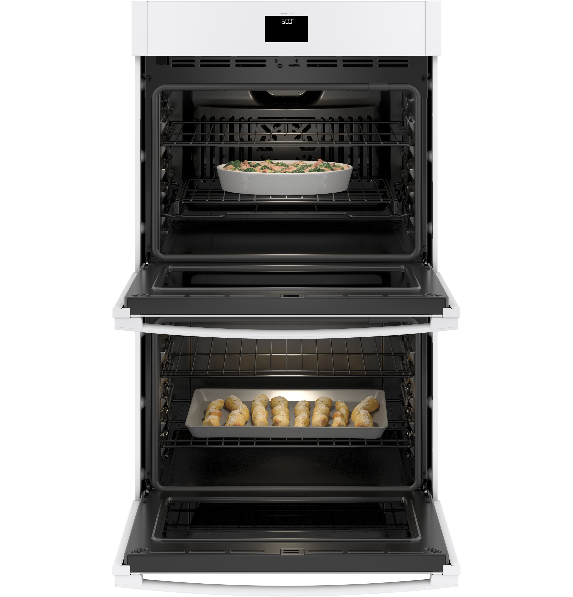 30" Smart Built-In Self-Clean Convection Double Wall Oven with Never Scrub Racks JTD5000DNWW