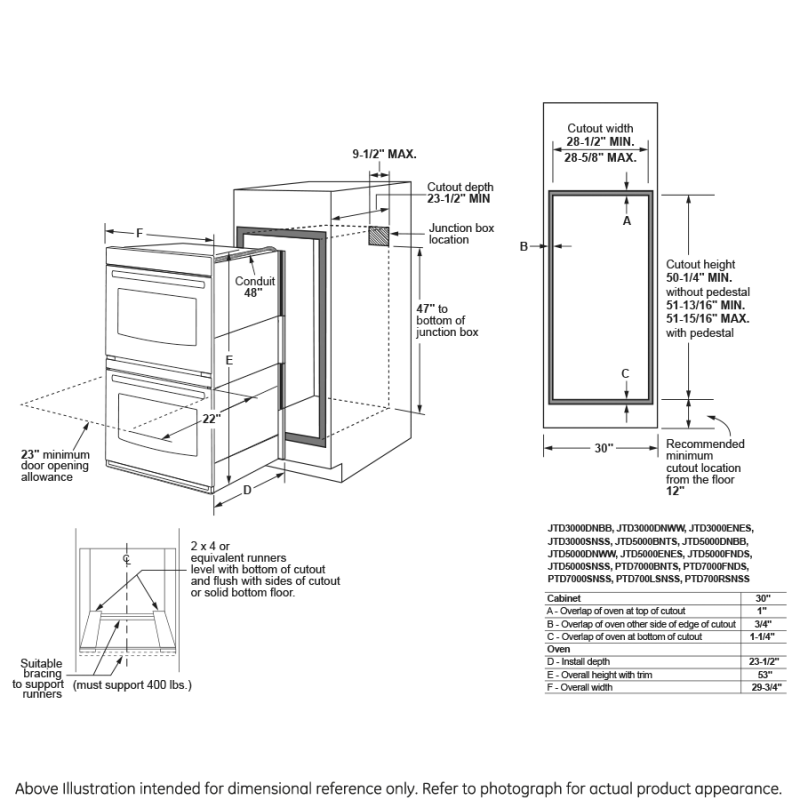 30" Smart Built-In Self-Clean Convection Double Wall Oven JTD5000SNSS