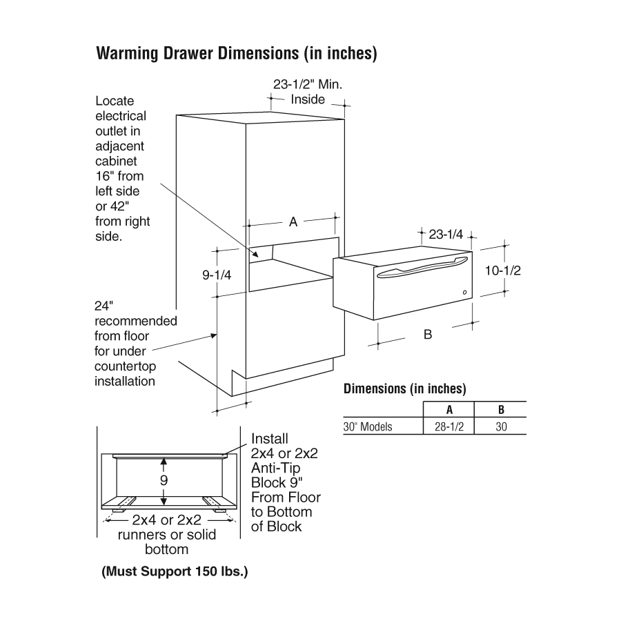 30" Warming Drawer JTD915BKBB