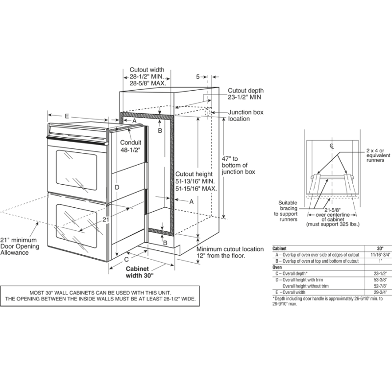 30" Built-In Double Wall Oven JTP35DPWW