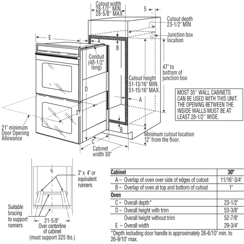 30" Built-In Double Wall Oven JTP55BMBB
