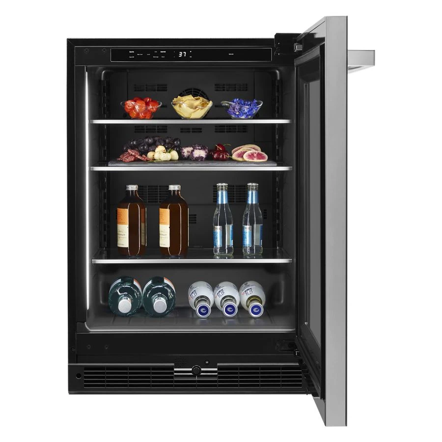 24" NOIR Under Counter Glass Door Refrigerator, Right Swing JUGFR242HM
