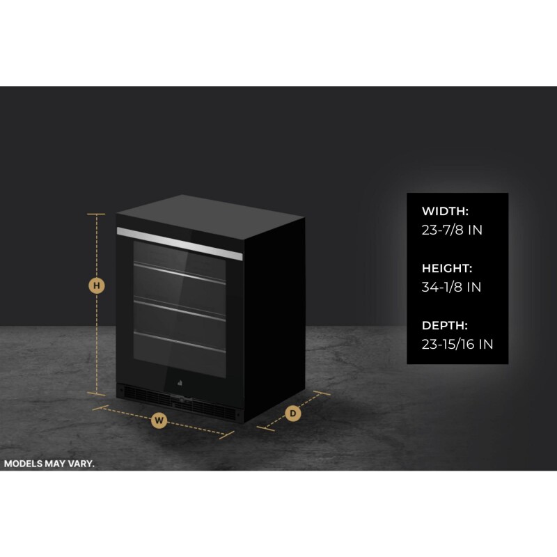NOIR™ 24" Under Counter Solid Door Refrigerator, Right Swing JURFR242HM
