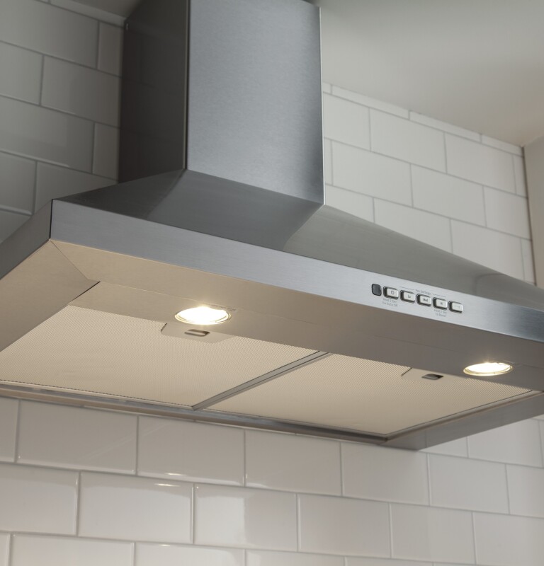 GE® 30" Wall-Mount Pyramid Chimney Hood JVW5301SJSS