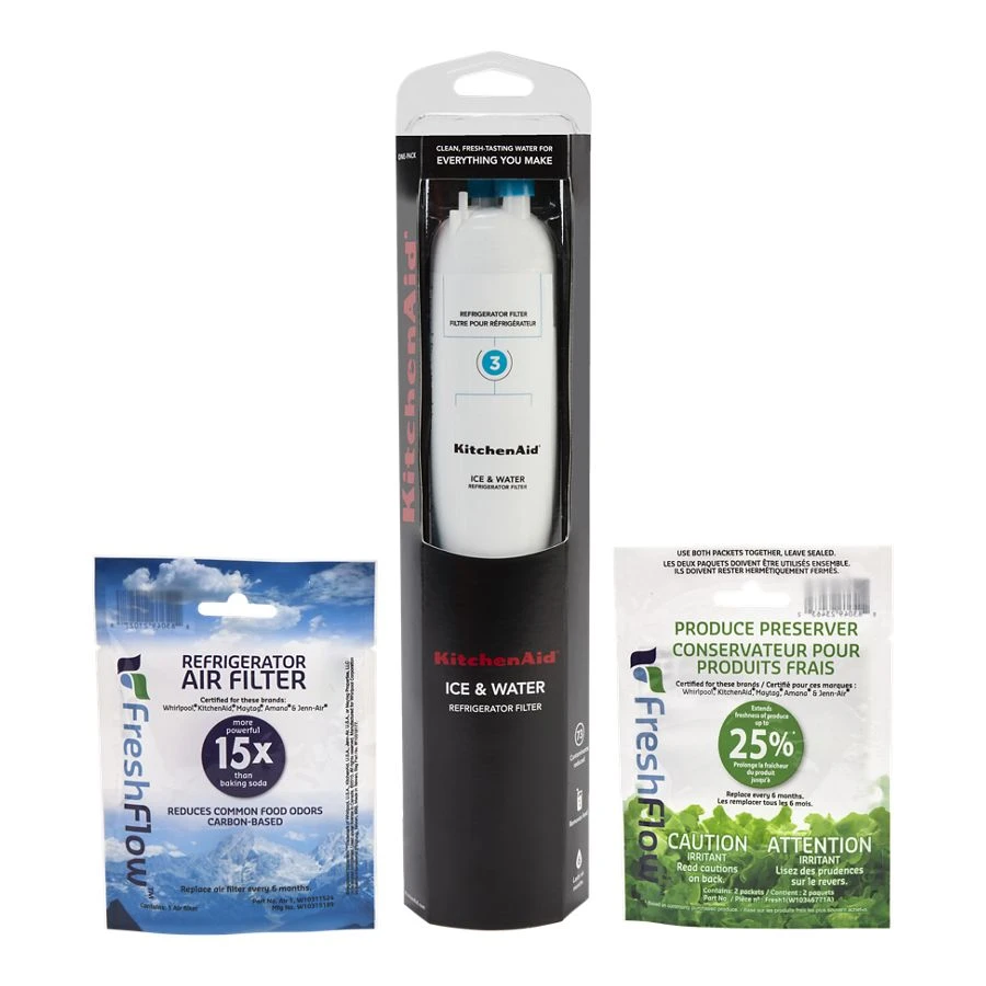 Refrigerator Water Fliter 3 - KAD3RXD1 (PACK OF 1) + Refrigerator Freshflow Airfilter+ Freshflow Produce Preserver Refill KAD3RXVR6