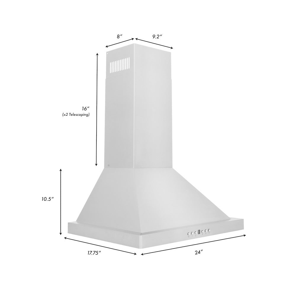 Convertible Vent Wall Mount Range Hood (KB) - 24 Inch KB24