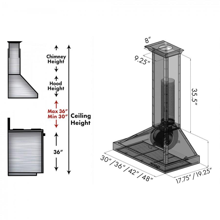 36" Convertible Vent Designer Series Wall Mount Range Hood - 36 Inch KB2HBXXX36