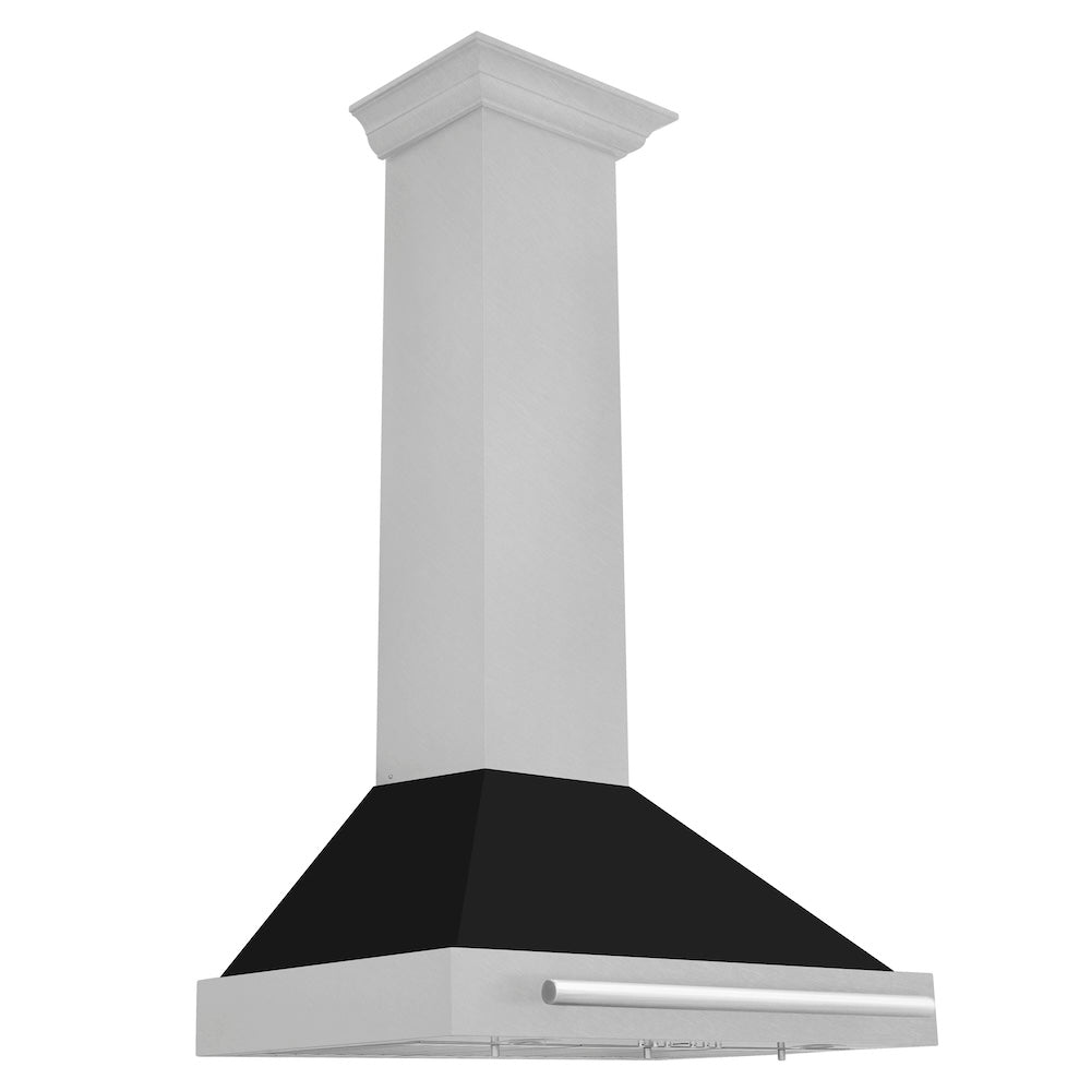 30in. Convertible Fingerprint Resistant DuraSnow Stainless Steel Range Hood with Black Matte Shell and Stainless Steel Handle KB4SNXBLM30
