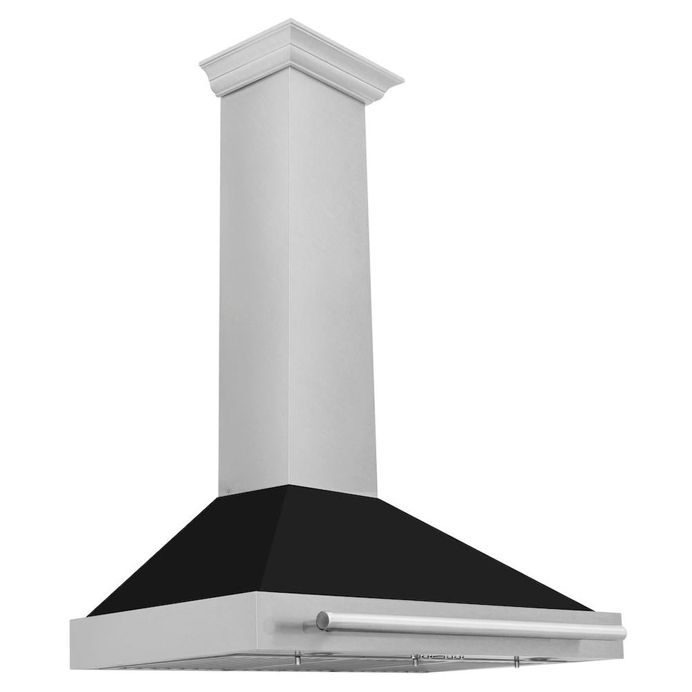 36in. Convertible Fingerprint Resistant DuraSnow Stainless Steel Range Hood with Black Matte Shell and Stainless Steel Handle KB4SNXBLM36