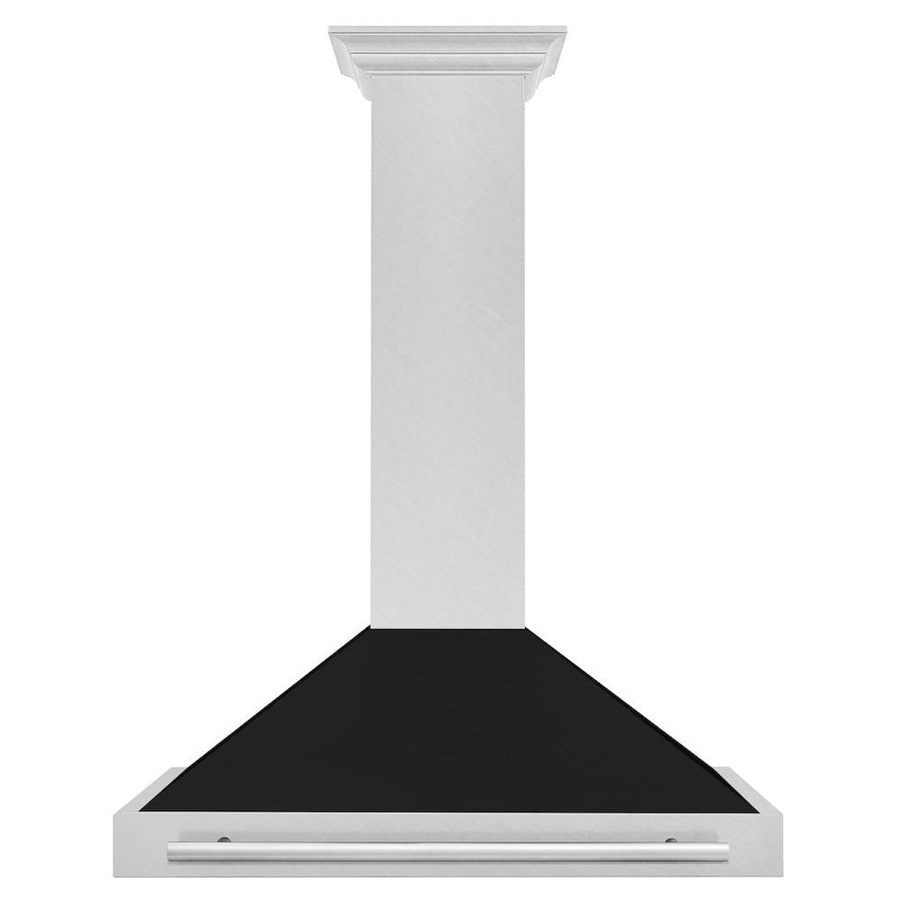 36in. Convertible Fingerprint Resistant DuraSnow Stainless Steel Range Hood with Black Matte Shell and Stainless Steel Handle KB4SNXBLM36