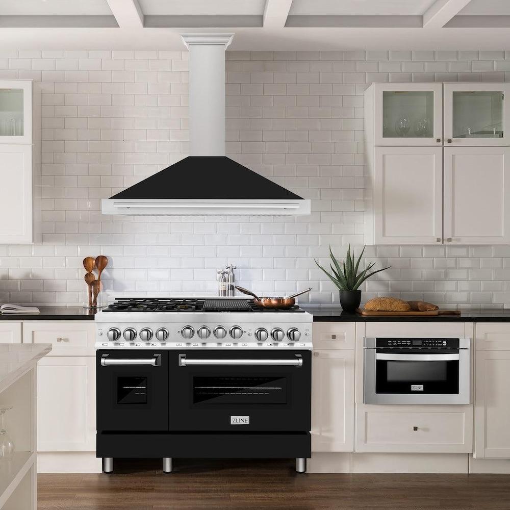 48" DuraSnow® Stainless Steel Range Hood with Shell and Stainless Steel Handle (KB4SNX-48) - Matte KB4SNXBLM48