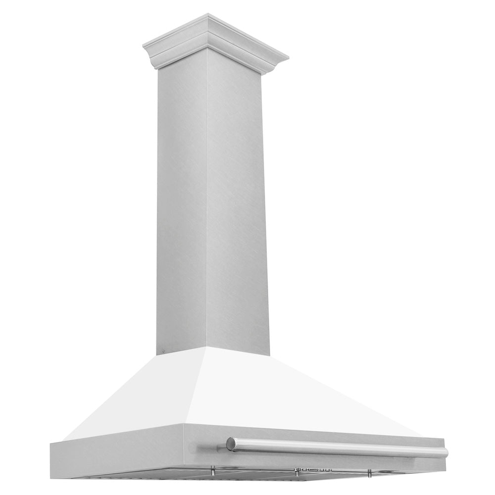 36in. Convertible Fingerprint Resistant DuraSnow Stainless Steel Range Hood with White Matte Shell and Stainless Steel Handle KB4SNXWM36