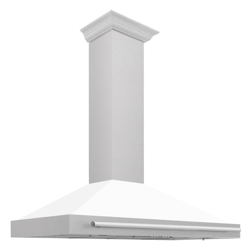 48" Range Hood with White Matte Shell and Stainless Steel Handle KB4SNXWM48
