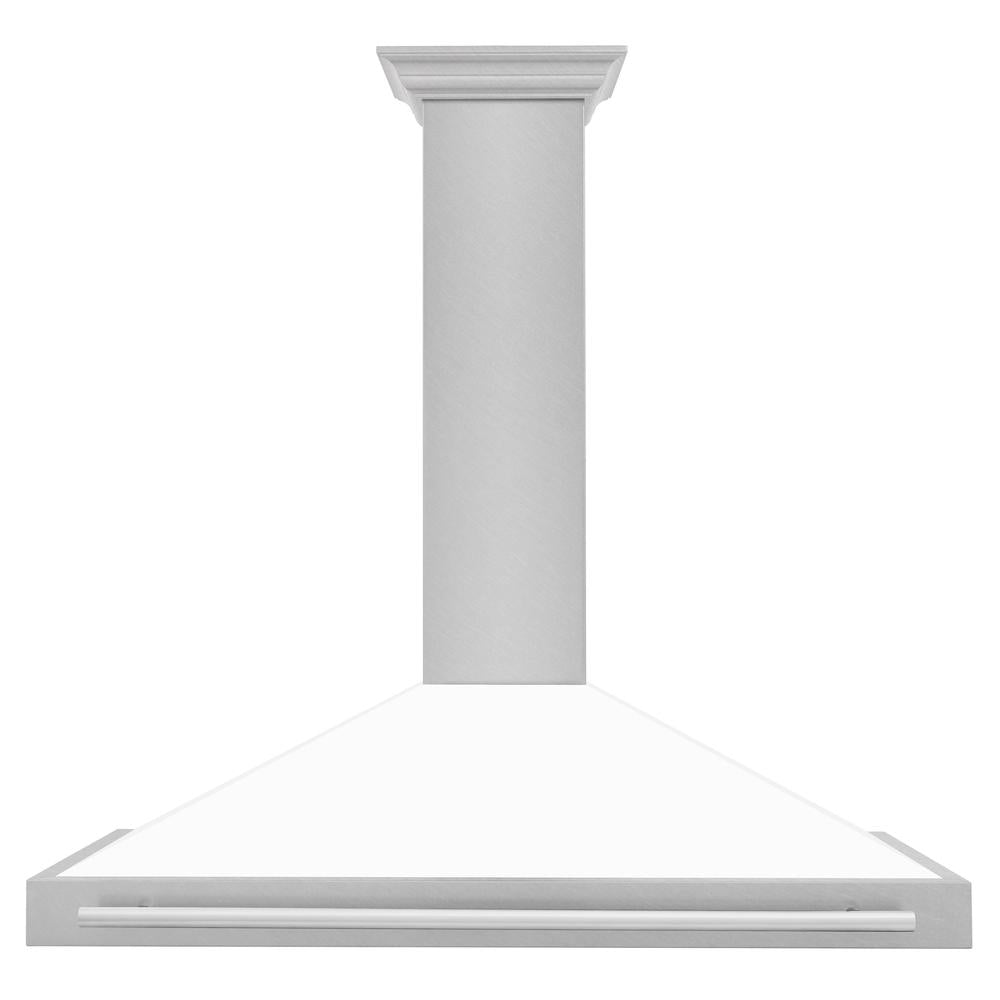 48" Range Hood with White Matte Shell and Stainless Steel Handle KB4SNXWM48