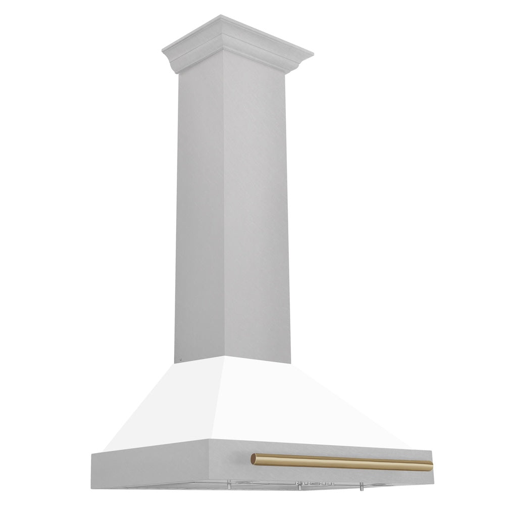 30" Autograph Edition Range Hood with White Matte Shell and Champagne Bronze Handle KB4SNZWM30CB
