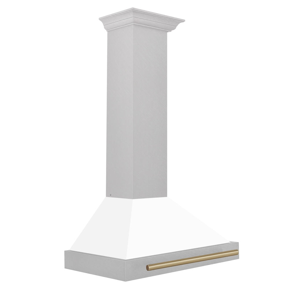 30" Autograph Edition Range Hood with White Matte Shell and Champagne Bronze Handle KB4SNZWM30CB