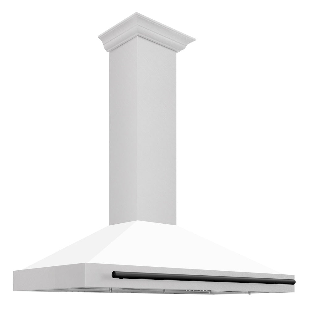 48" Autograph Edition Range Hood with White Matte Shell and Matte Black Handle KB4SNZWM48MB