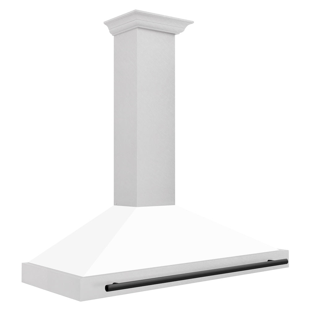 48" Autograph Edition Range Hood with White Matte Shell and Matte Black Handle KB4SNZWM48MB
