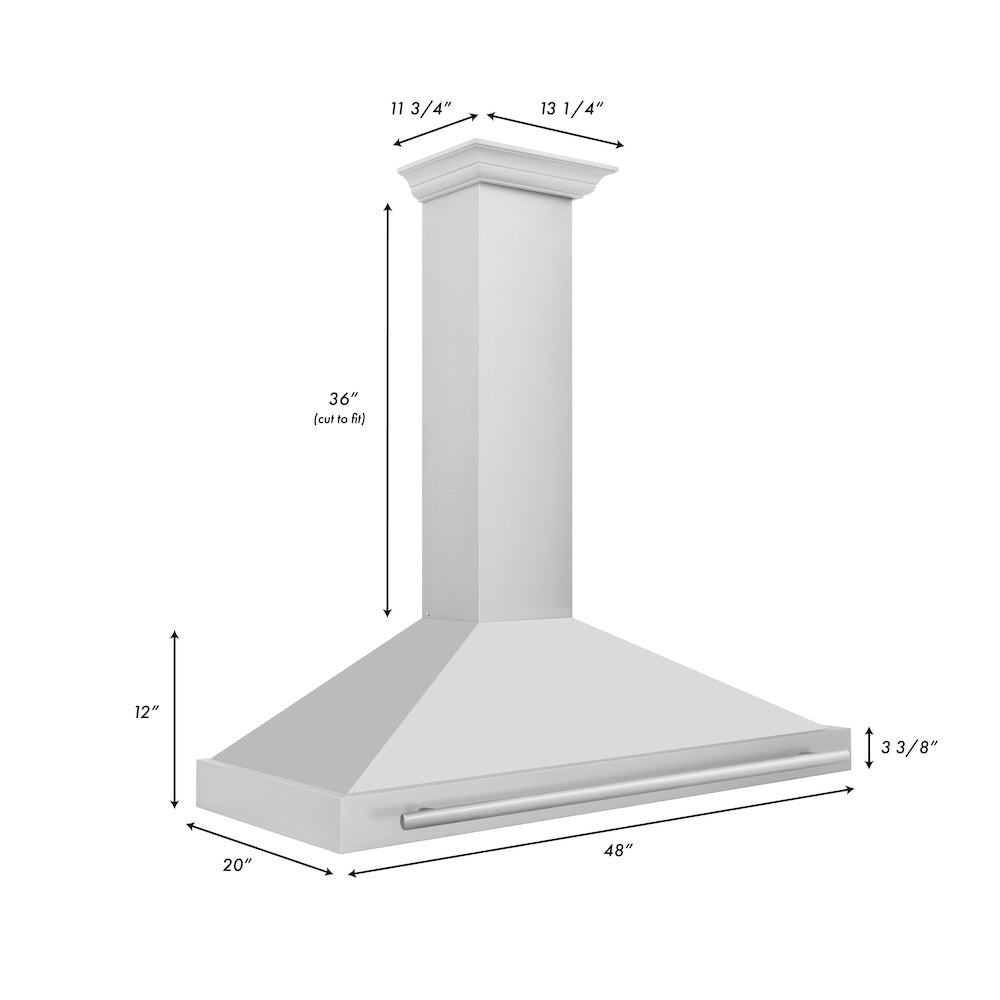 48in. Convertible Stainless Steel Range Hood with Stainless Steel Handle KB4STX48
